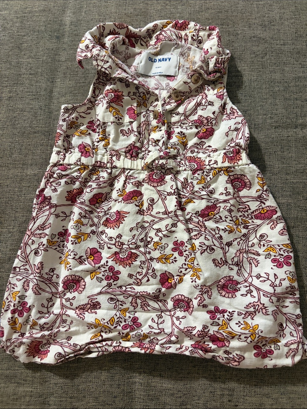 Old Navy Floral Print Cream, Pink, and Burgundy Dress